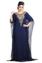 Navy Blue Hand Embroidered Georgette African Kaftan