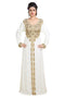 Cream Hand Embroidered Georgette Prom Dress