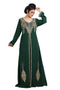 Bottle Green Hand Embroidered Georgette Henna Party Dress