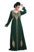 Bottle Green Hand Embroidered Georgette Henna Party Dress