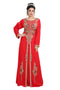 Red Hand Embroidered Georgette Traditional Kaftan