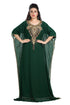 Bottle Green Hand Embroidered Georgette Moroccan Kaftan