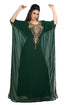 Bottle Green Hand Embroidered Georgette Moroccan Kaftan