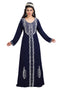 Navy Blue Hand Embroidered Georgette Traditional Algerian Kaftan