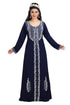 Navy Blue Hand Embroidered Georgette Traditional Algerian Kaftan