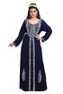 Navy Blue Hand Embroidered Georgette Traditional Algerian Kaftan