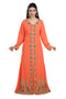 Orange Hand Embroidered Georgette Palestinian Kaftan