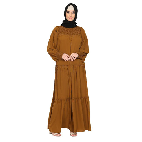 Party wear fashionable Dress -Mustard Brown