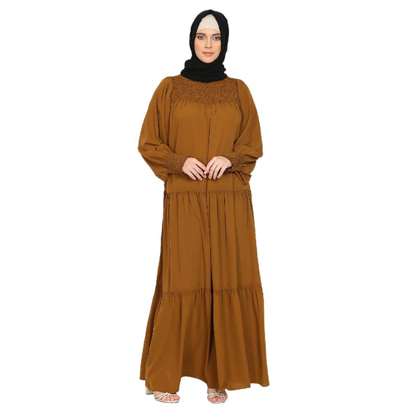 Party wear fashionable Dress -Mustard Brown