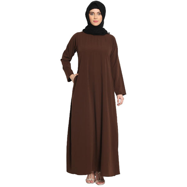 A-line inner abaya- Dark Brown