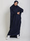 Modest City One-Piece Jilbab Full Sleeve Dolman Style Navy Blue Plain Crepe