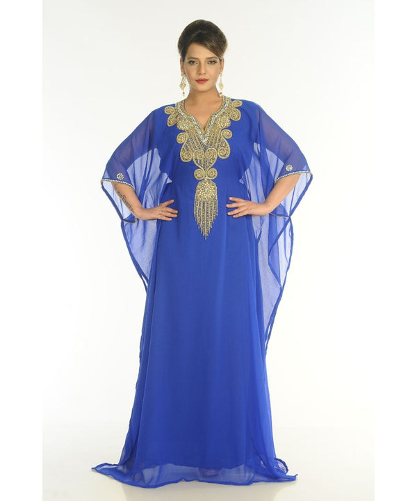 Blue Georgette Embroidered Zari_Work Islamic-Kaftans