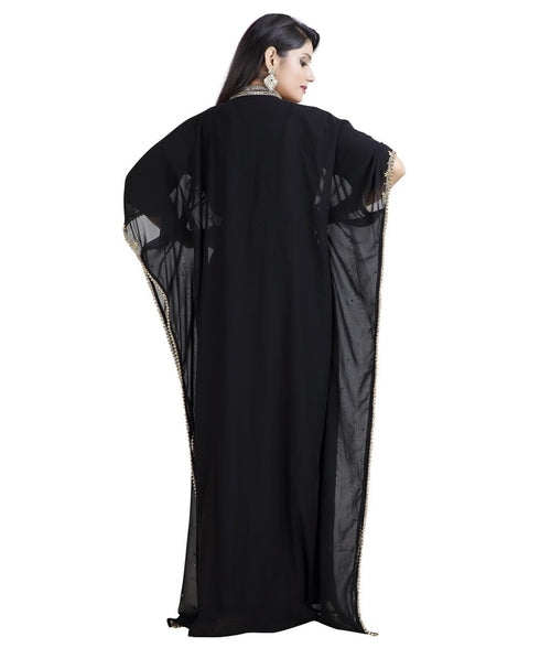Black Georgette Embroidered Zari Work Designer Kaftan for Women