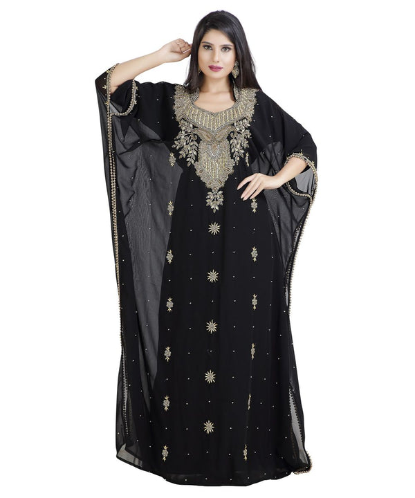 Black Georgette Embroidered Zari Work Designer Kaftan for Women