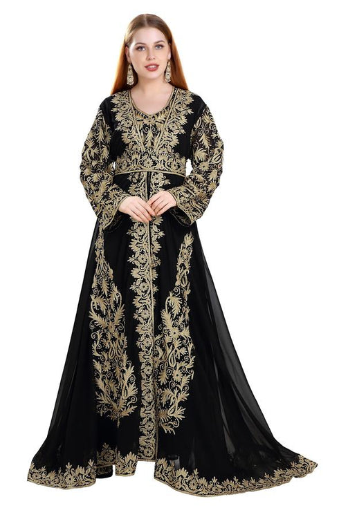 Exclusive Maxi Abaya Moroccan Islamic Kaftan Beach Fancy Modern Floor Length Bell Sleeve For Women Dress