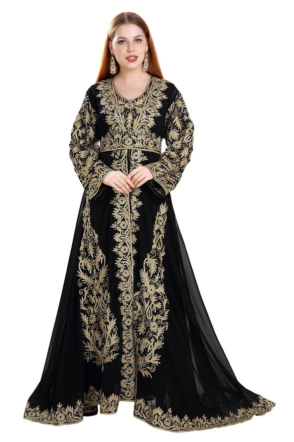 Exclusive Maxi Abaya Moroccan Islamic Kaftan Beach Fancy Modern Floor Length Bell Sleeve For Women Dress