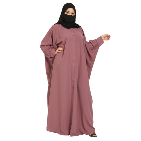 Front Open Kaftan Abaya With Matching Buttons