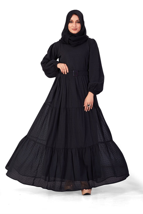 Black Georgette Stitched Abaya without Hijab