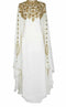 White Georgette Kaftan with Golden Stonework Embellishments