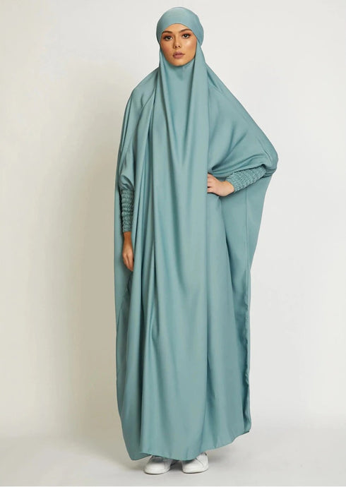 ice blue daily wear jilbab with matching hijab