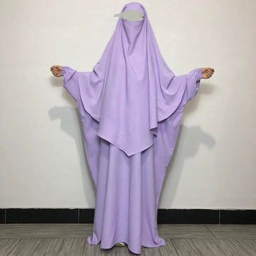 Modest Lavender Overhead Abaya and Attached Khimar Niqab Set | Full Coverage Daily Wear
