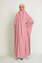 One Piece Full Length Jilbab Khimar Style with Chunnat Slevees/Dolman Sleeves Pink Color