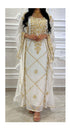 Grand White Kaftan Gown with Gold Stone and Zari Work | Luxury Event Wear
