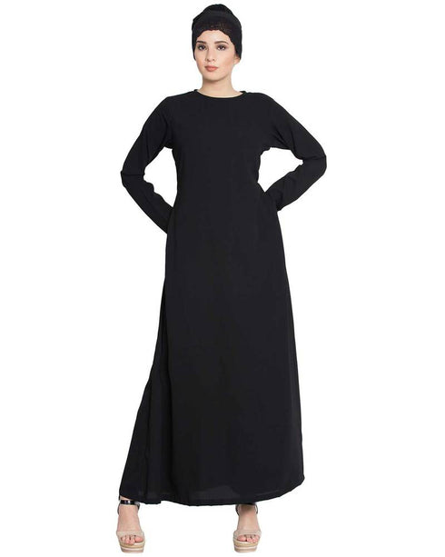 PLAIN BLACK KASHIBO A-LINE ABAYA