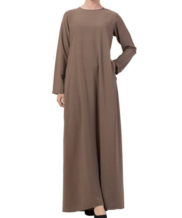 PLAIN KHAKI KASHIBO A-LINE ABAYA