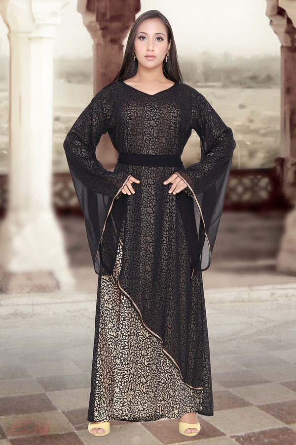 Black Loose Sleeve Islamic EID Party Wear Abaya