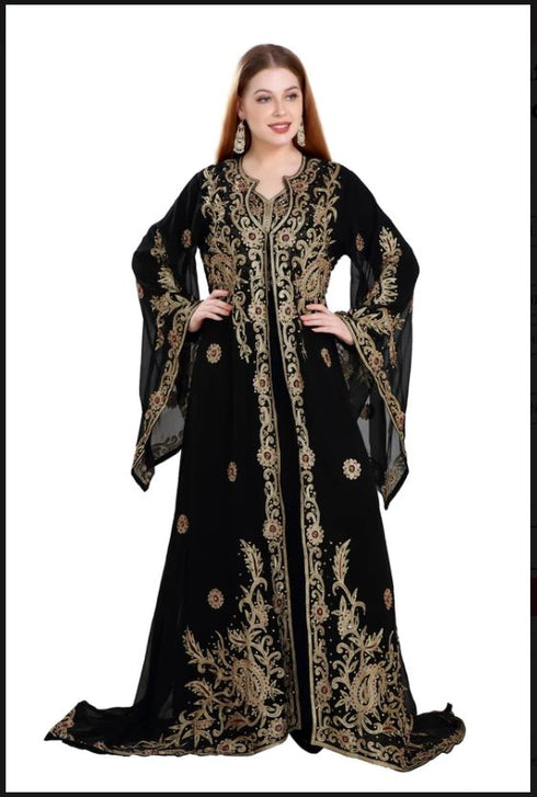 SALE !! Dubai Moroccan Islamic Kaftan Beach Fancy Modern Floor Length Bell Sleeve For Women Dress