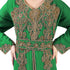 Dark green color luxurious full sleeves Handmade Moroccan Kaftan with Sun-proof hijab.