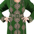 Dark-Green color luxurious Full Sleeves Handmade Moroccan Kaftan With Sun-proof hijab.
