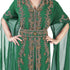 Dark Green color luxurious Long Sleeves Handmade Moroccan Kaftan Embroidered zari work hijab
