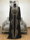 Black luxurious Moroccan Kaftan With Sun-proof hijab.