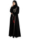 Layered abaya with embroidery work-Black