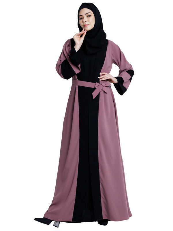 Dual colored Dubai style abaya- Pink-Black