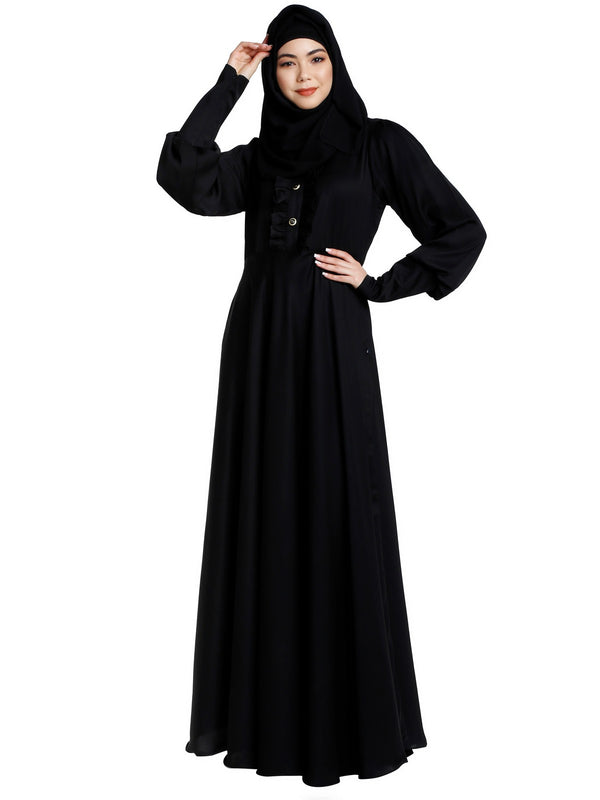 Umbrella abaya in shiny nida fabric- Black