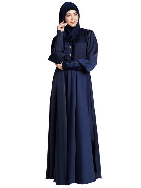 Blue Crepe Plain Abaya for Women