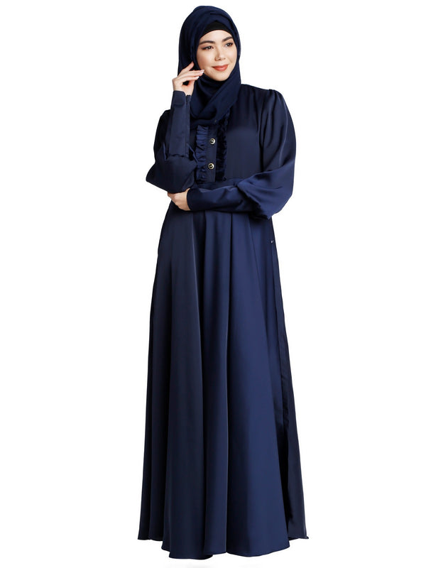 Blue Crepe Plain Abaya for Women