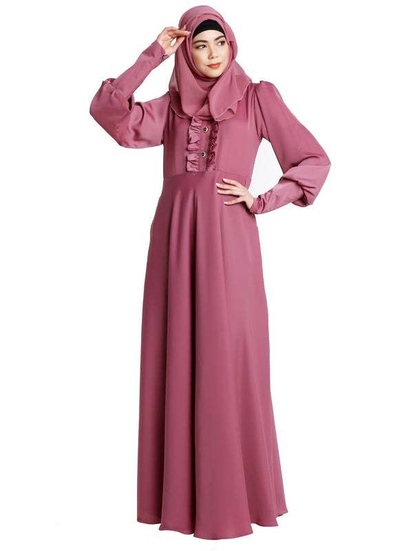 Umbrella abaya in shiny nida fabric- Pink