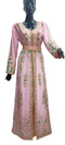 Elegant Baby Pink Kaftan Gown with Gold & Mint Zari Embroidery | Formal Event Dress