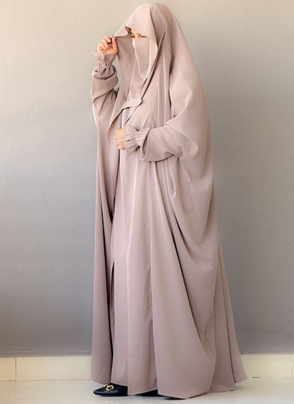 Modest Taupe Irani Jilbab with Niqab | Full-Length Firdous Fabric for Daily Wear