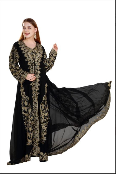 Exclusive Maxi Abaya Moroccan Islamic Kaftan Beach Fancy Modern Floor Length Bell Sleeve For Women Dress