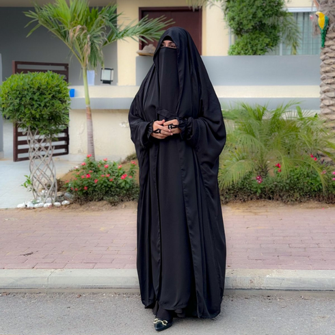 Modest Black Irani Jilbab with Niqab | Full-Length Firdous Fabric for Daily Wear