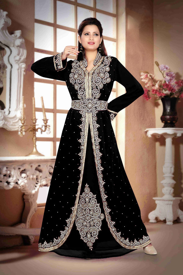 Black Georgette Zari Work Kaftan
