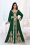 Dark-Green color luxurious Full Sleeves Handmade Moroccan Kaftan.