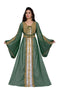 Dark Green & white color luxurious Handmade Moroccan Kaftan with hijab