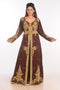 Brown Dubai Moroccan Kaftan Farasha Abaya Maxi Modern Fancy Floor Length Dress