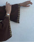 Grand Chocolate Brown Kaftan Gown with Gold Zari & Bead Work | Event Dress